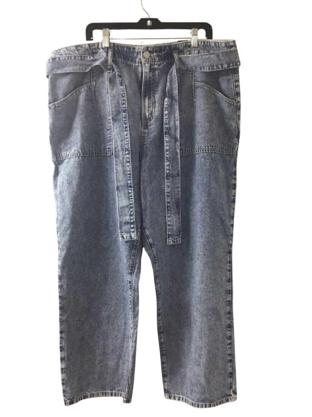 NWT Torrid Jeans Women’s 18 R Blue Denim Pants Cotton Linen Blend Acid Wash 18R